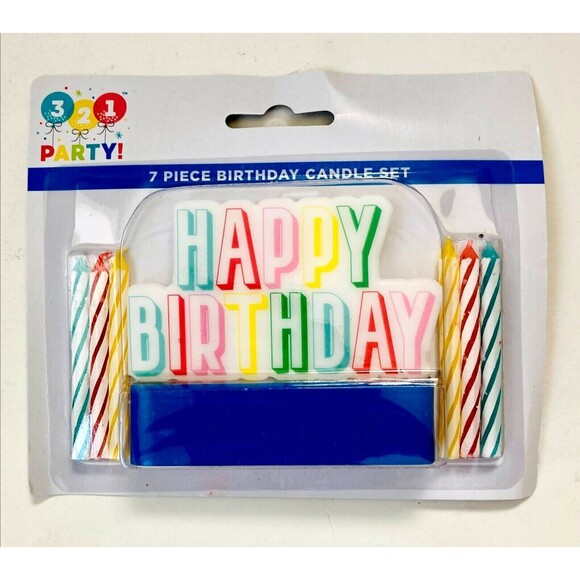 42 Pcs - 321 Party “Happy Birthday” 7 Piece Candle Set Cake Top | 6pk Brand New - Picture 1 of 6